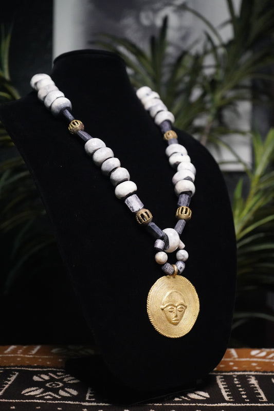 Azure Valor: Warrior's Bone Necklace