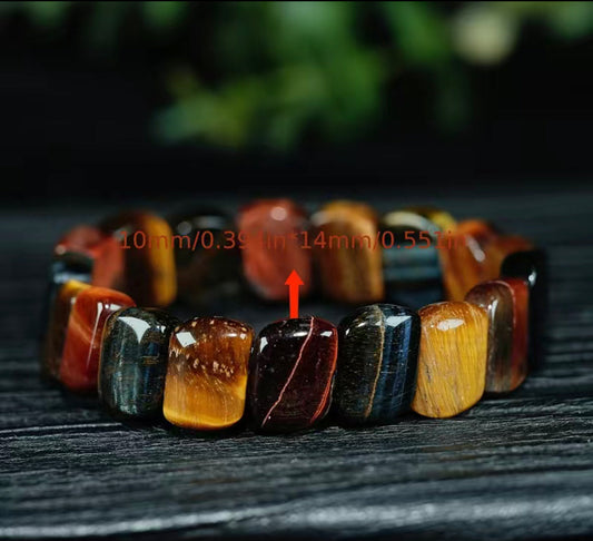 Natural Tiger Eye Stone Wooden bracelet