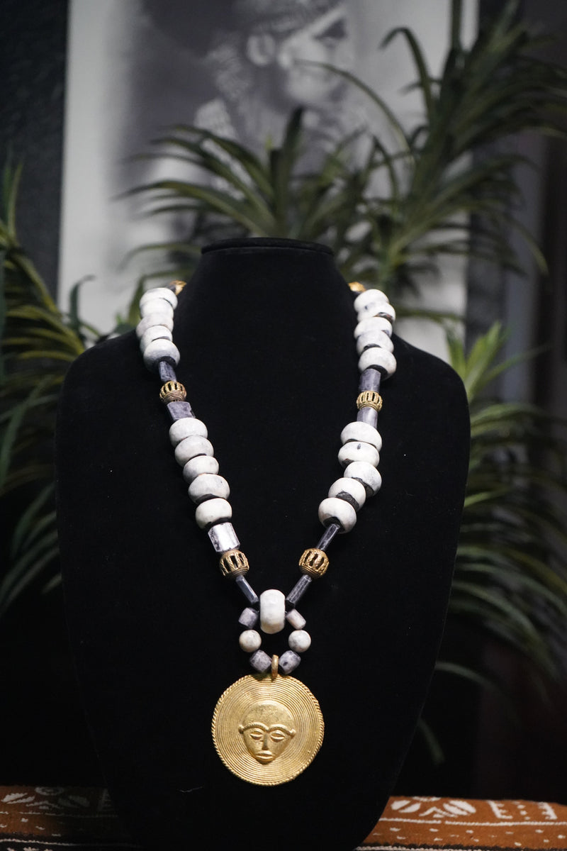Azure Valor: Warrior's Bone Necklace