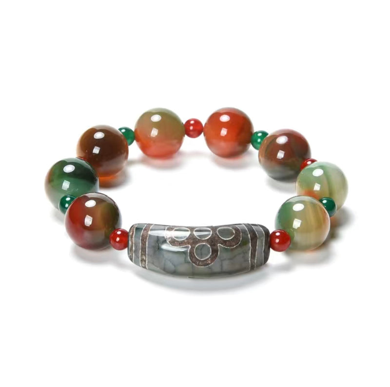 Crystal Two-color Agate Five-eyed Thunder And Lightning Dzi Beads Series