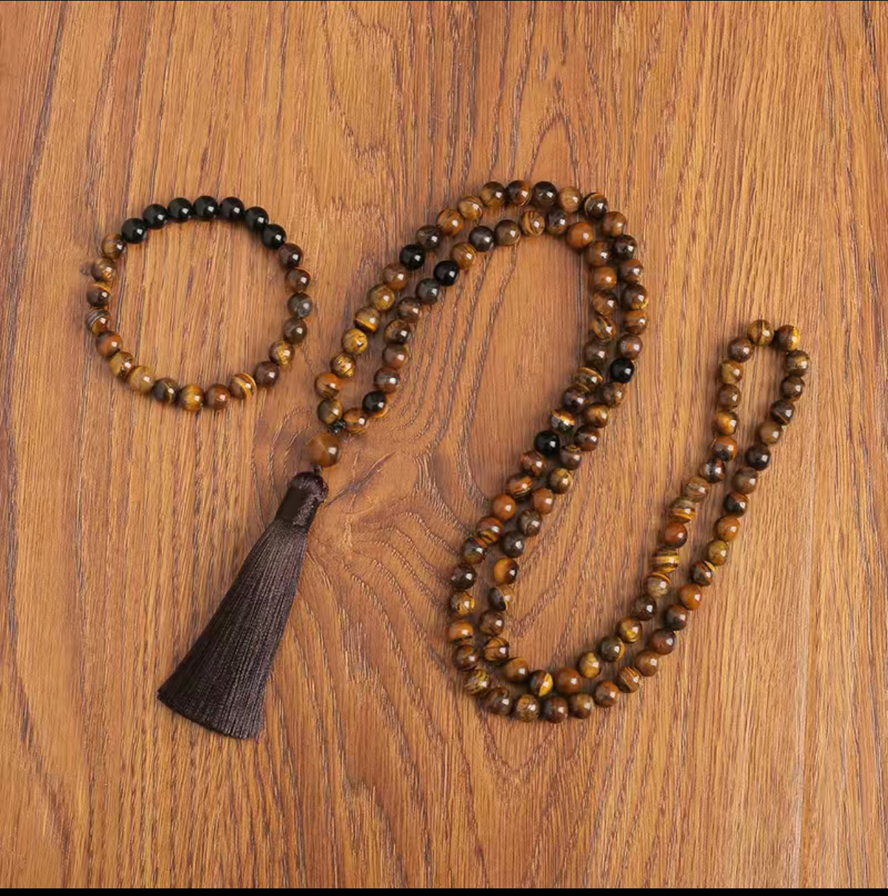 Tiger Eye & Onyx Necklace Set With Bracelet set