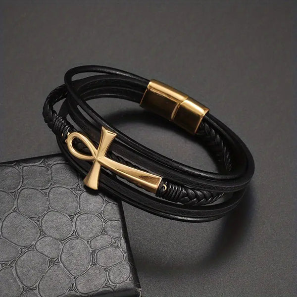 Egyptian Ankh magnetic buckle bracelet