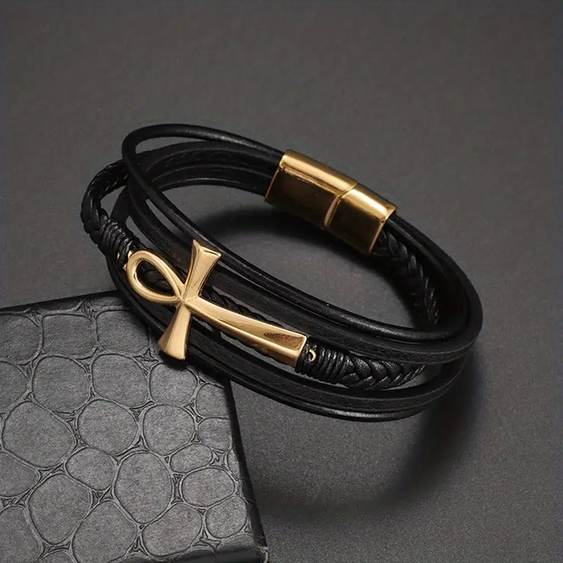 Egyptian Ankh magnetic buckle bracelet