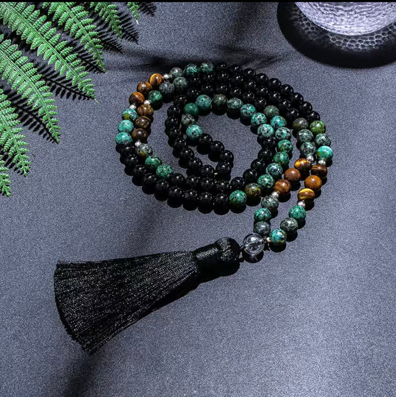8mm Black Agate African Pine Yellow Tiger Eye Beaded Jewelry With Necklace And Bracelet